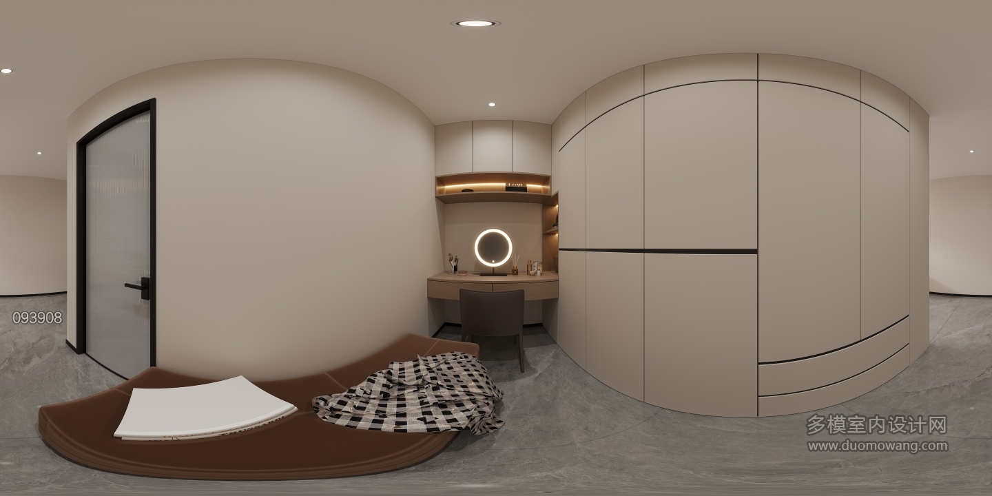 现代二楼主卧衣帽间全景