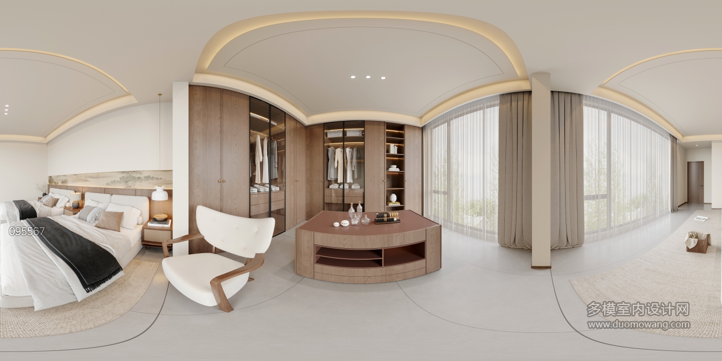 宋式美学二层卧室全景