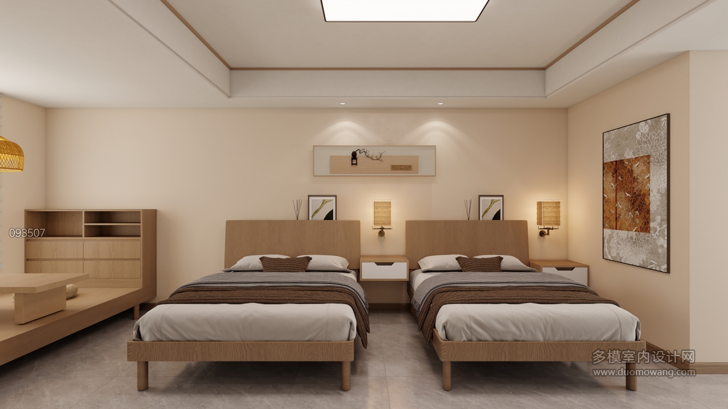 日系-酒店客房床单张