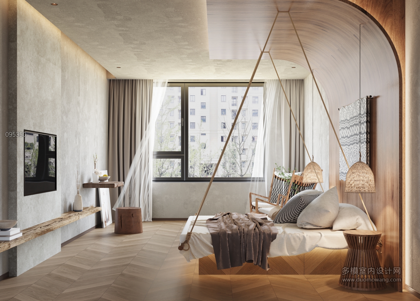 现代原木卧室单张