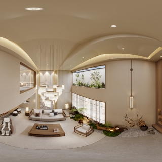 负一层宋代中式中空景观全景