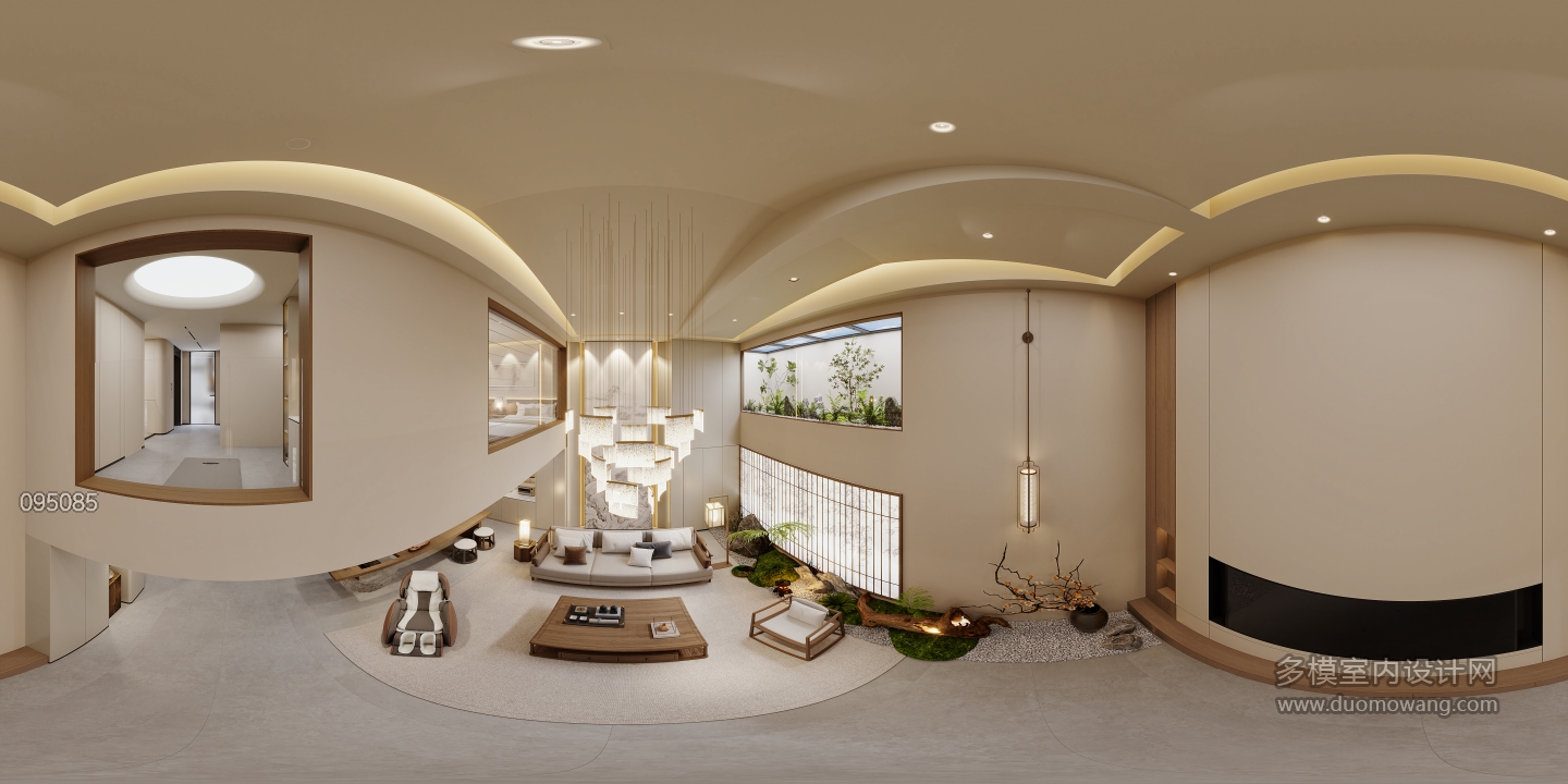 负一层宋代中式中空景观全景