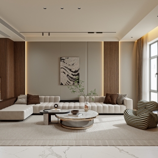 意式轻奢一层_一层客厅002