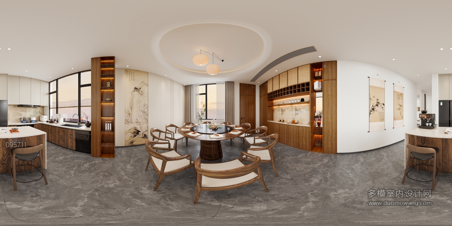 宋式新中式餐厅全景G