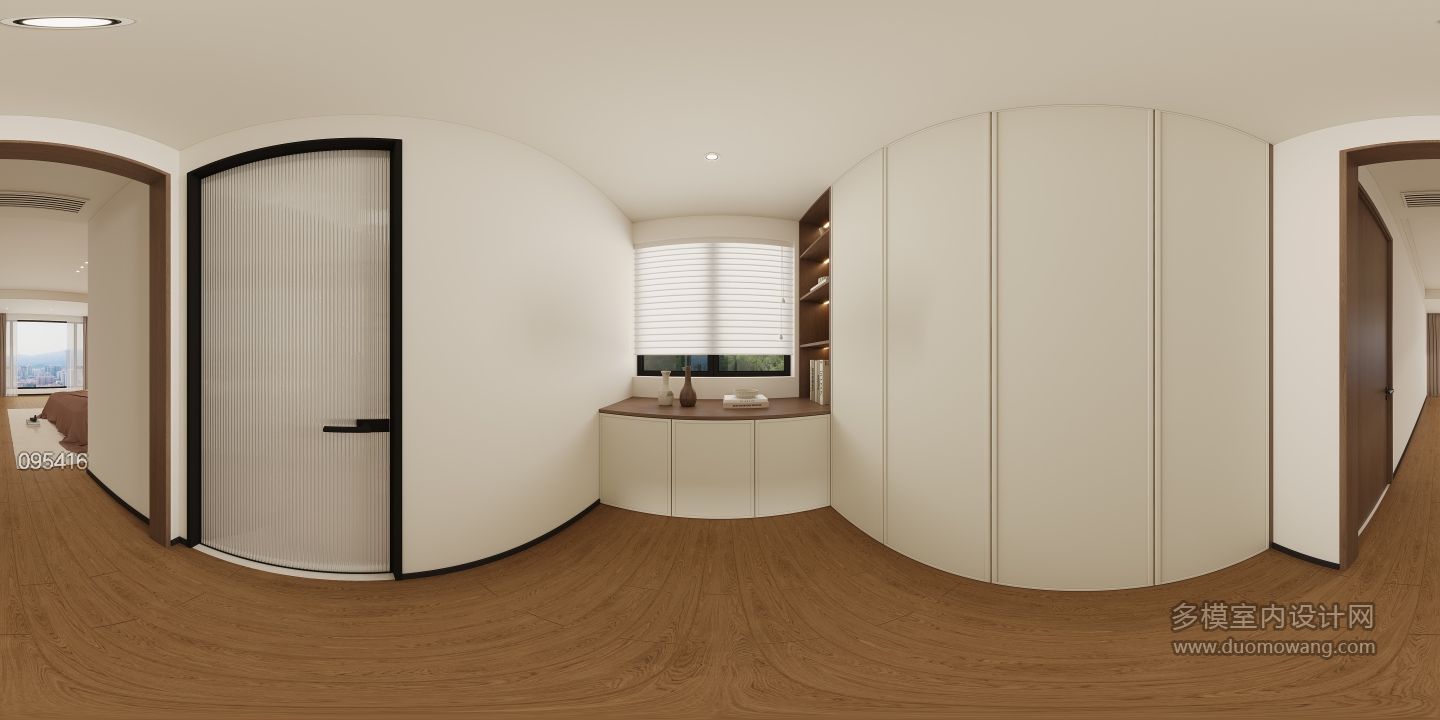 现代二楼主卧衣帽间全景