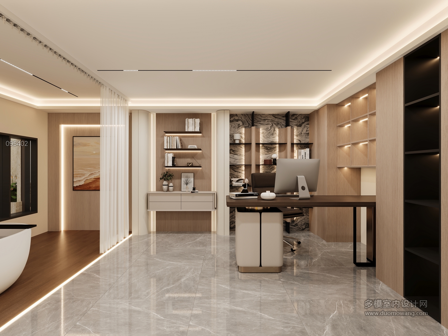 现代地下室书房