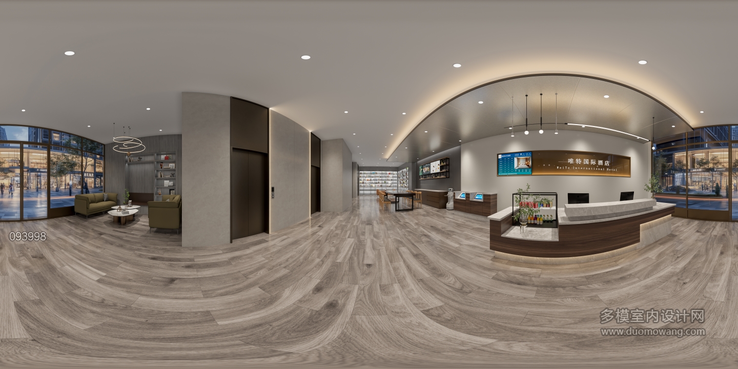 现代酒店大厅全景