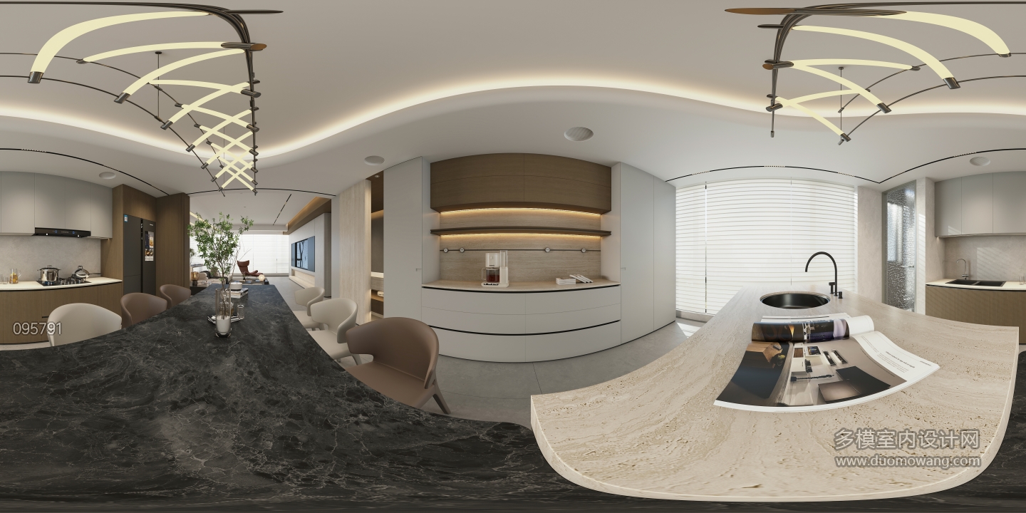 现代极简餐厅全景