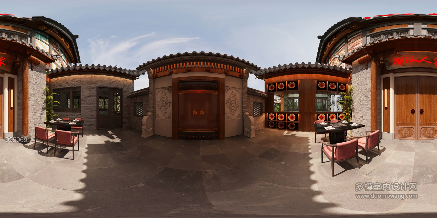 新中式火锅店前院 (1)