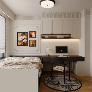 法式奶油榻榻米书桌静态