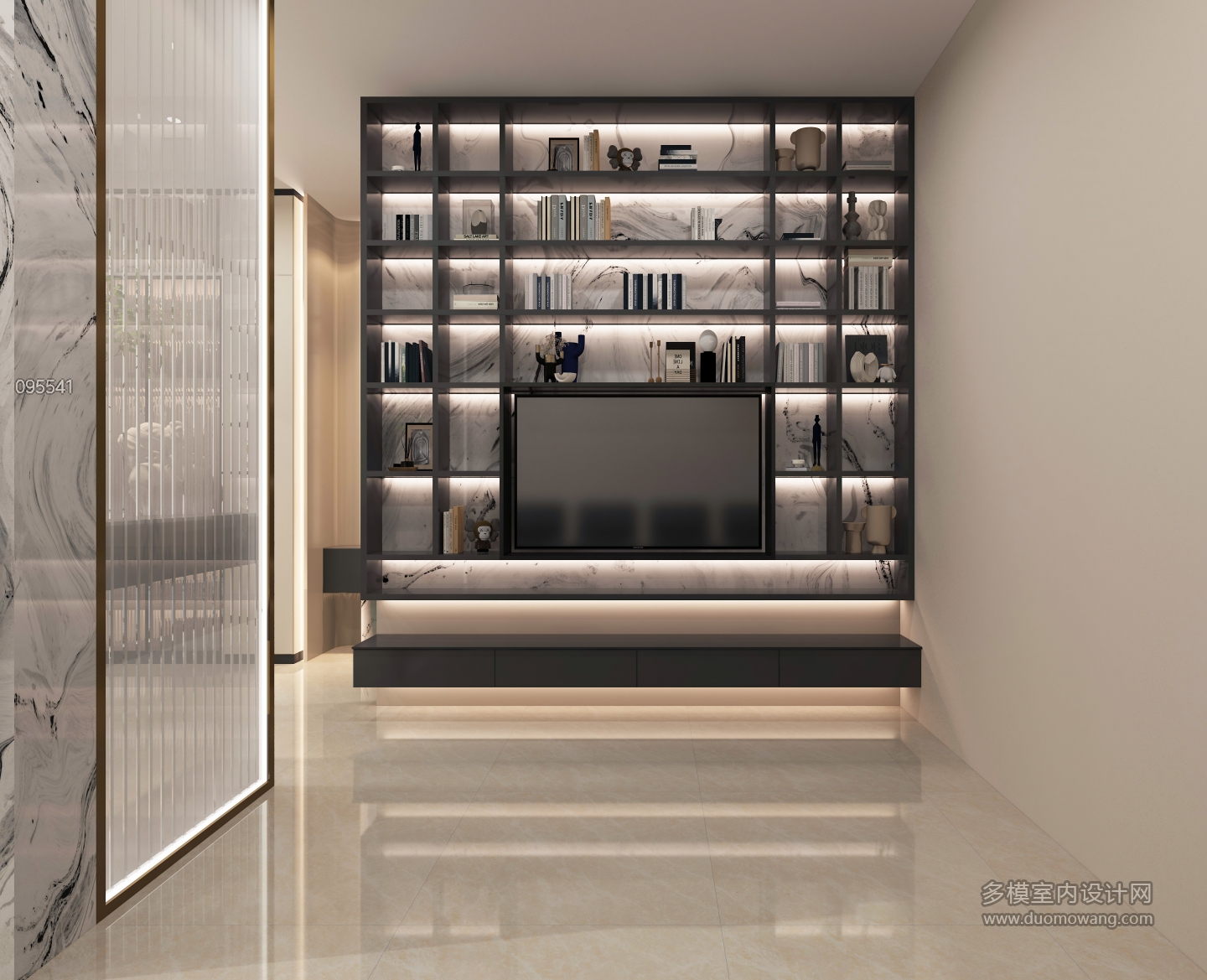 现代家装2F卧室电视墙_