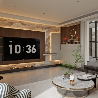 意式轻奢一层_一层客厅001