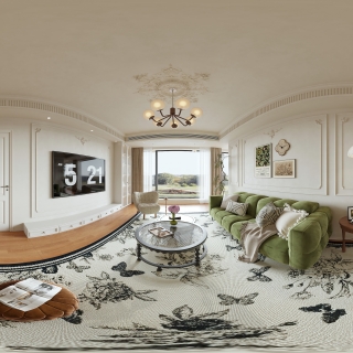 法式 中古风 客厅 全景