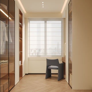 现代中古风衣帽间特写