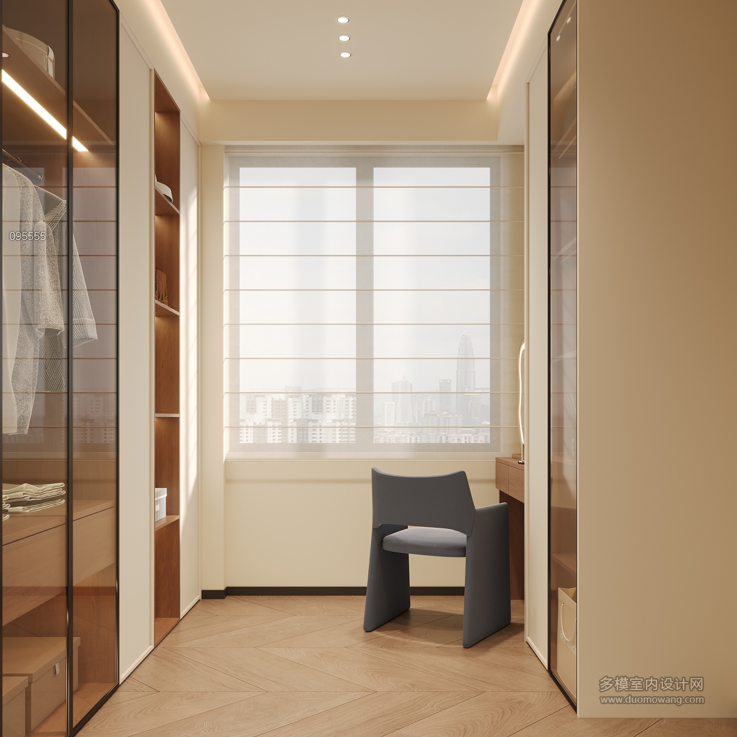 现代中古风衣帽间特写