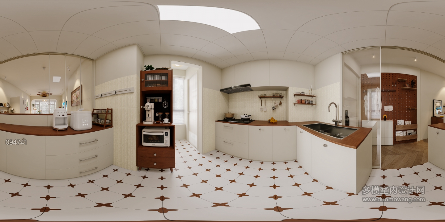 中古奶油厨房全景