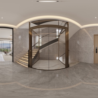 现代二楼楼梯间全景