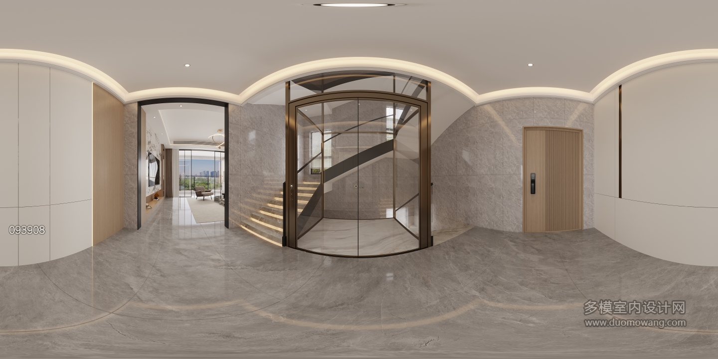 现代二楼楼梯间全景