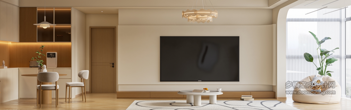 奶油风客餐厅单张1