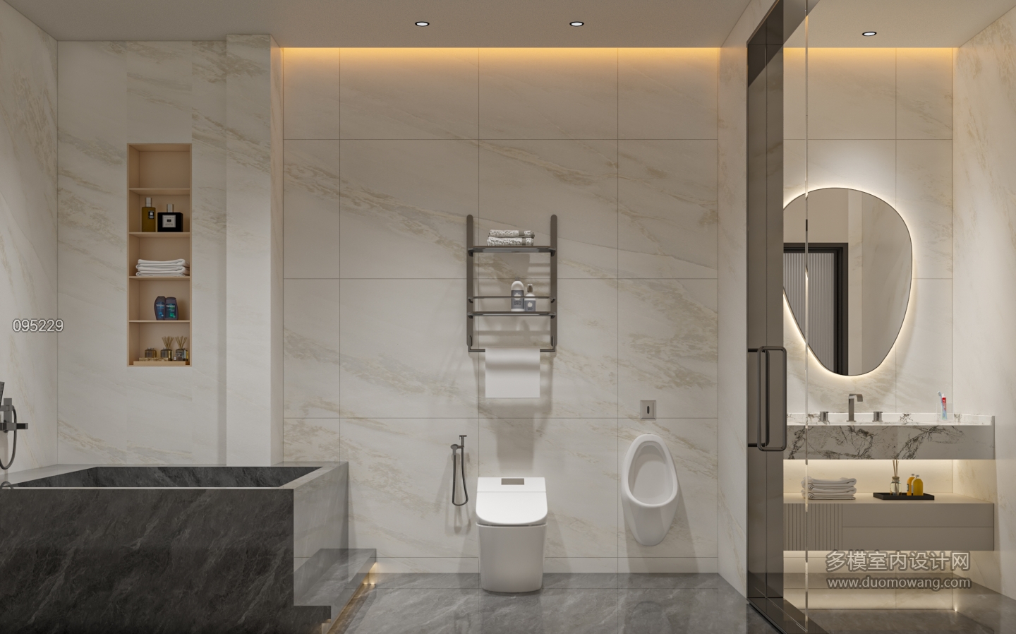 现代别墅负一卫生间单张