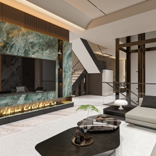 现代别墅一楼客厅单张