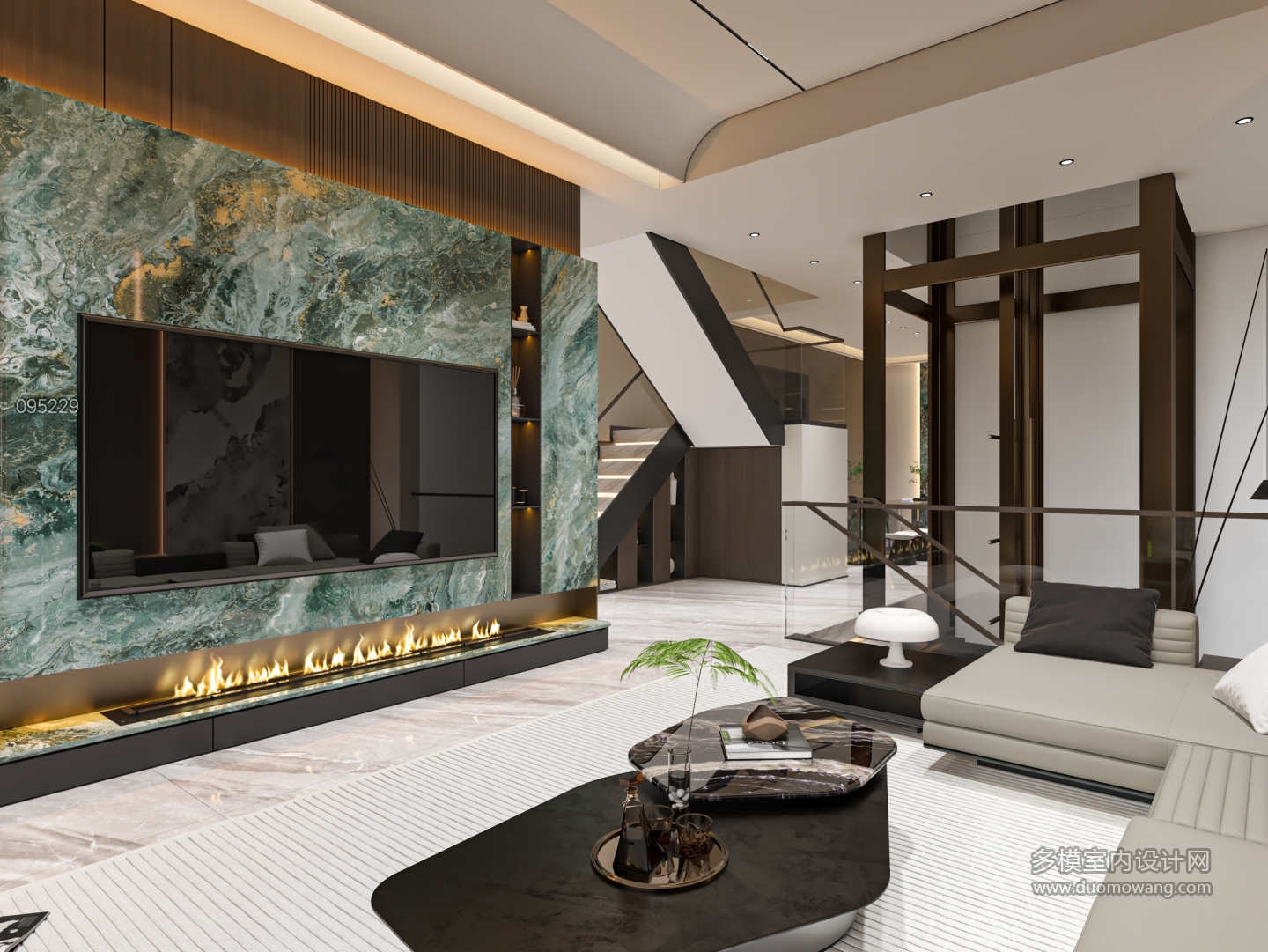 现代别墅一楼客厅单张