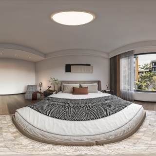 现代别墅二楼卧室2全景