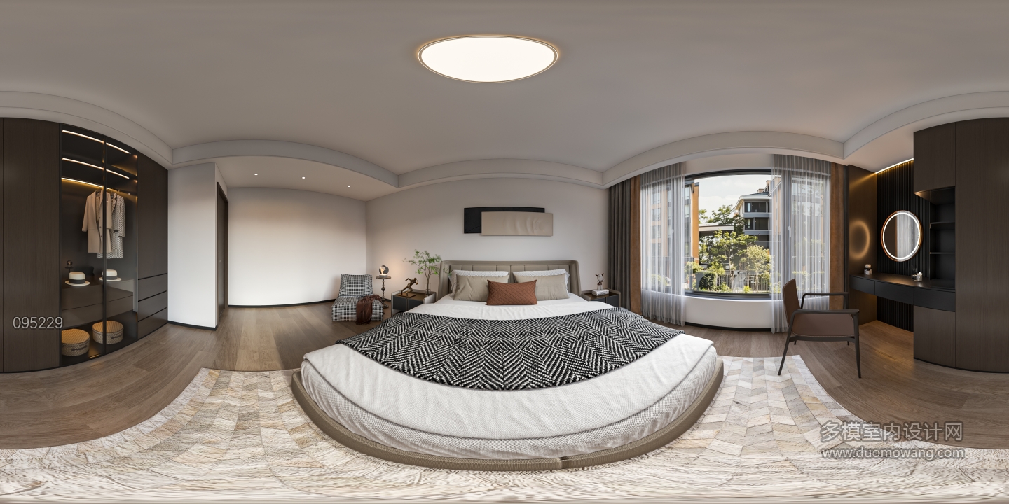 现代别墅二楼卧室2全景