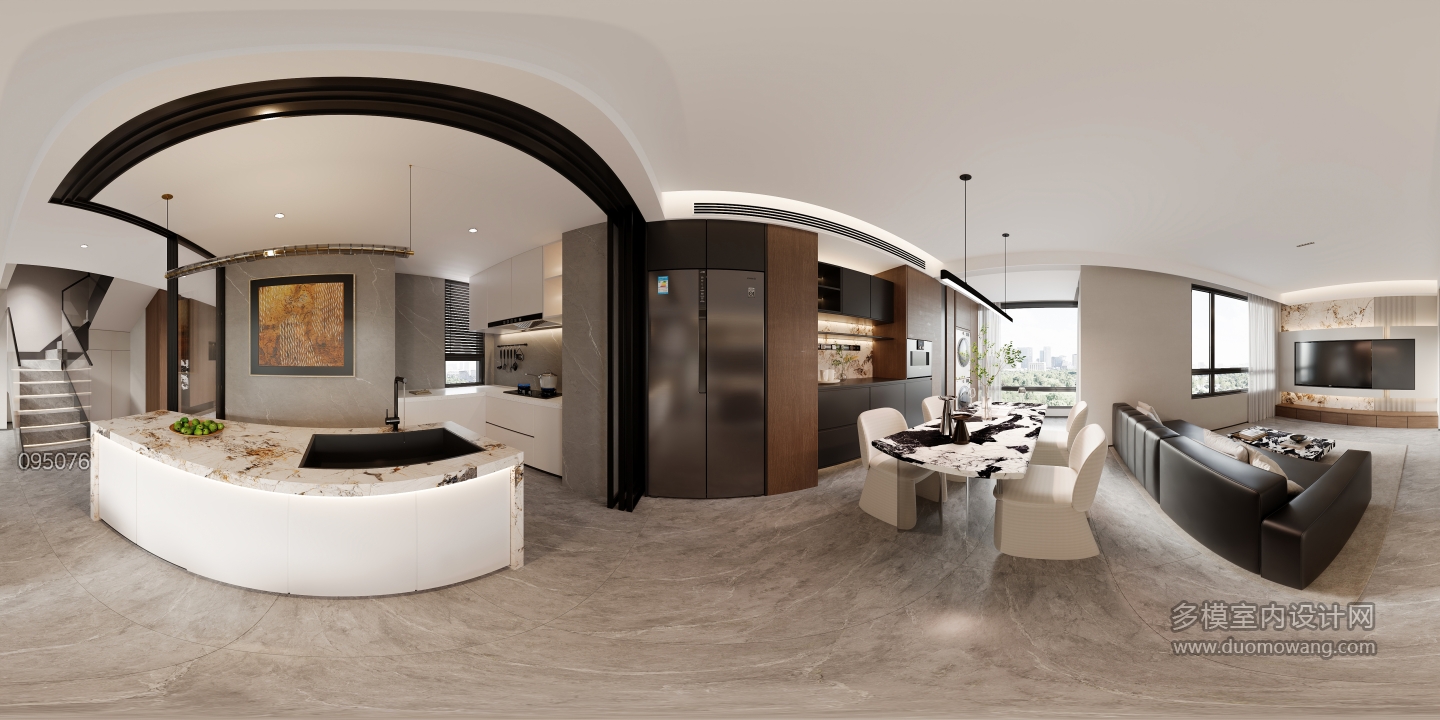 意式家装修改1楼客厅全景