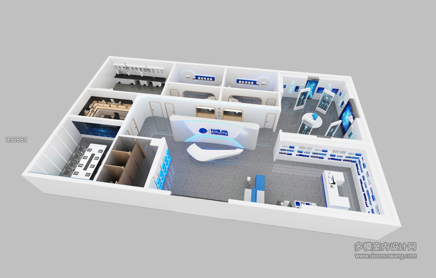现代办公展厅鸟瞰 (1)