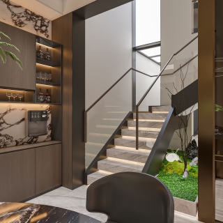 现代别墅负一上一楼楼梯间单张1