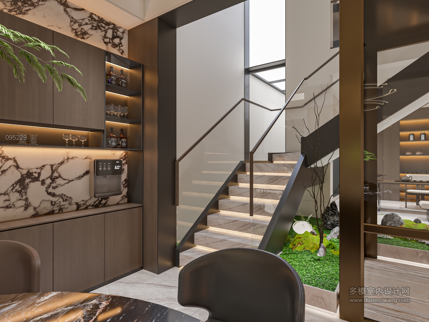 现代别墅负一上一楼楼梯间单张1