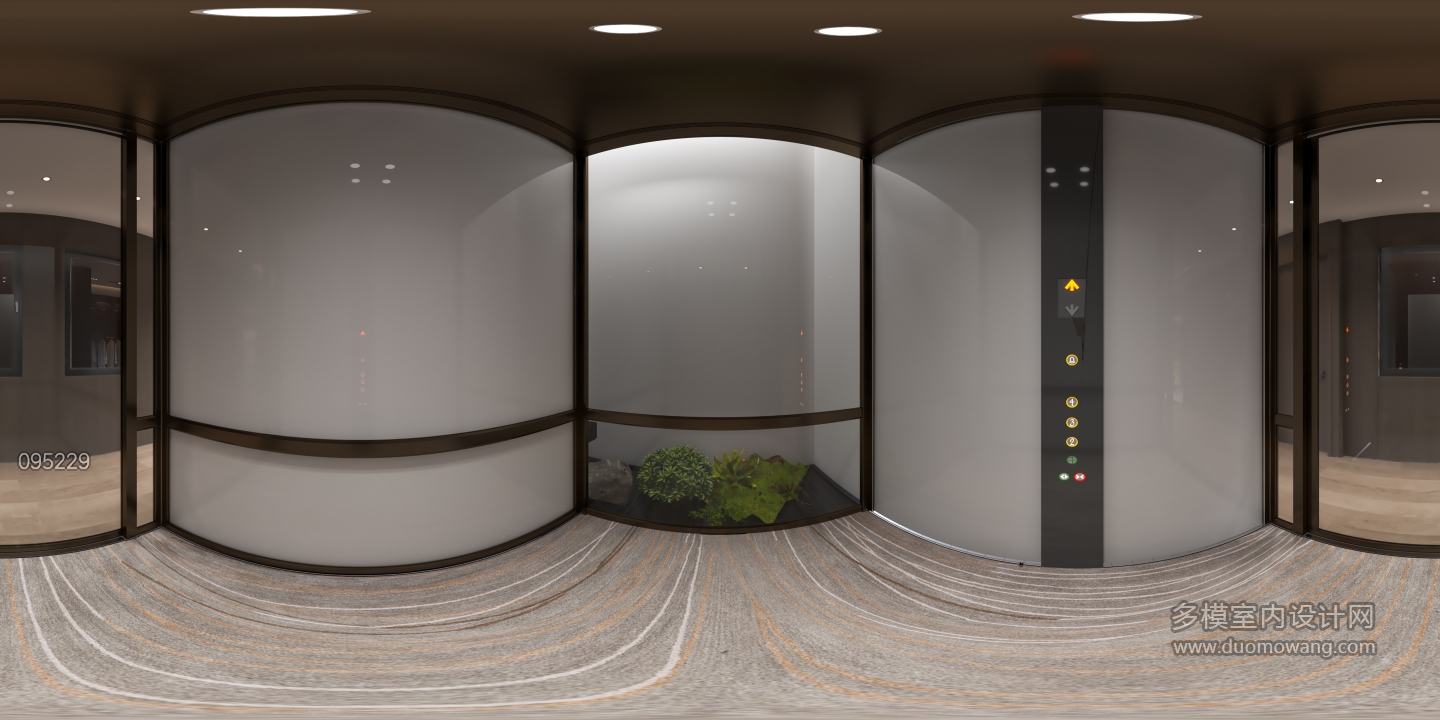 现代别墅三楼电梯全景