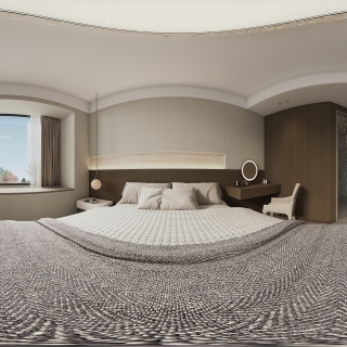 现代极简主卧全景