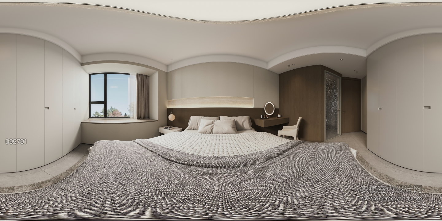 现代极简主卧全景