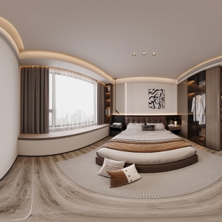 现代意式主卧全景