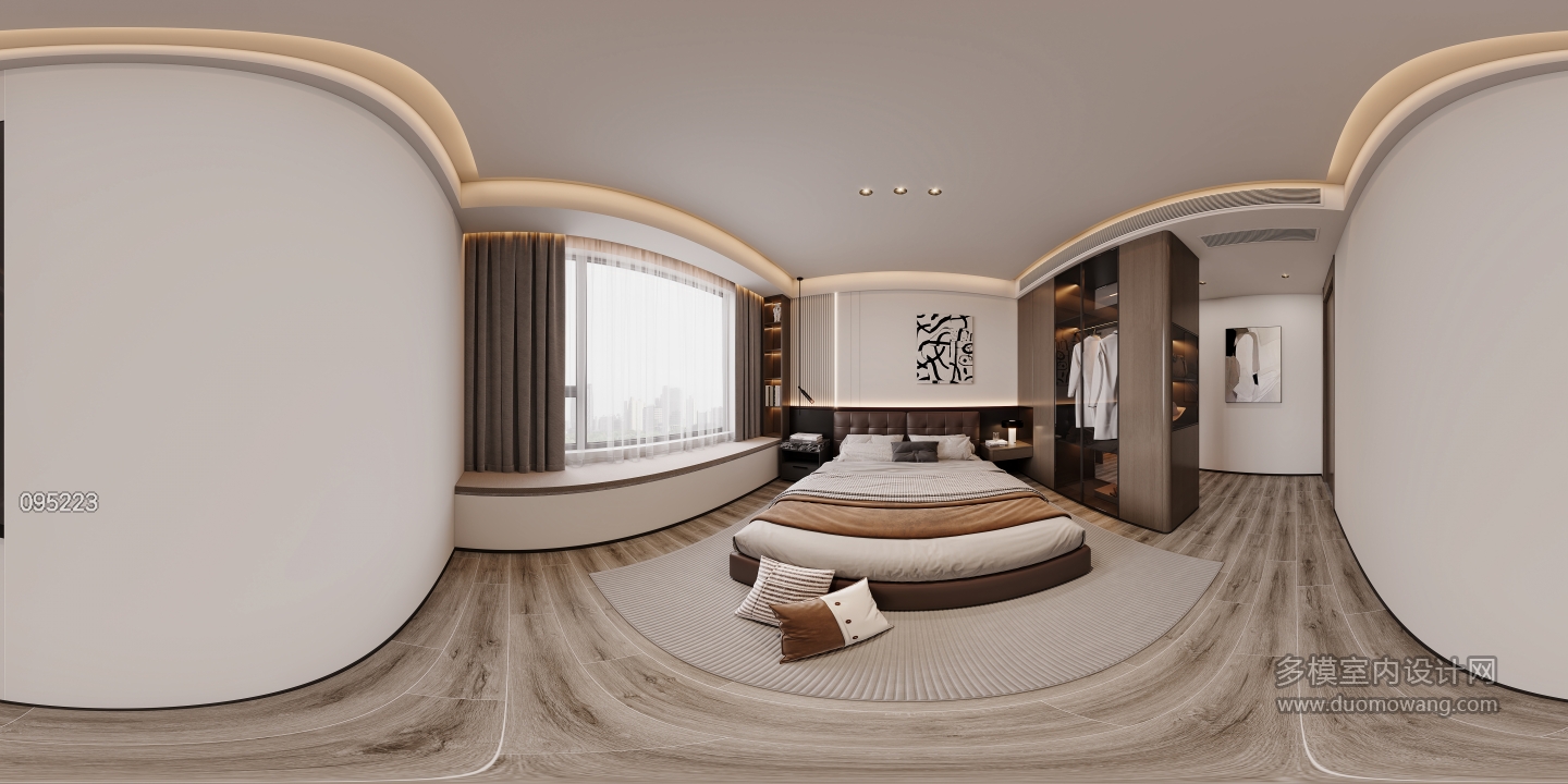 现代意式主卧全景