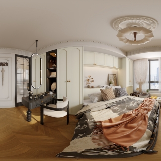 法式奶油主卧全景