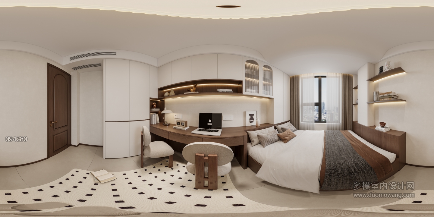 中古风榻榻米卧室全景