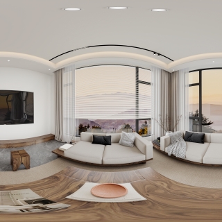 宋式新中式客厅全景