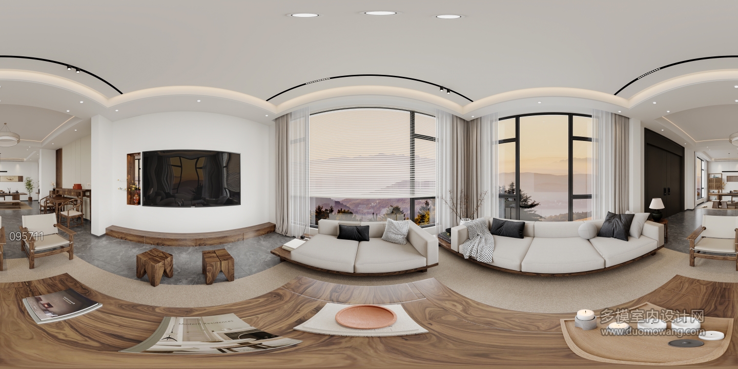 宋式新中式客厅全景