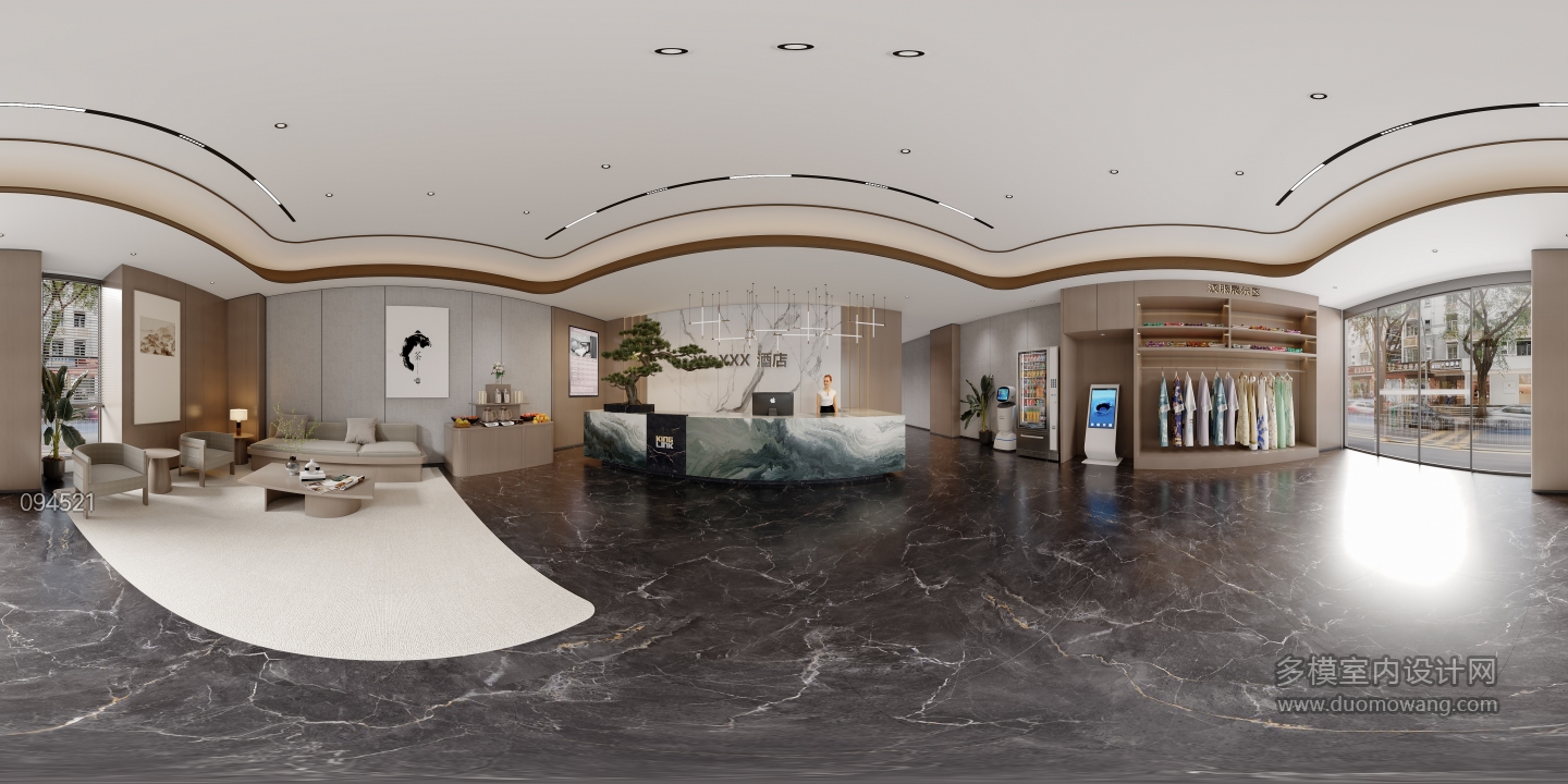 现代酒店大堂_全景