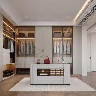 意式主卧衣帽间特写