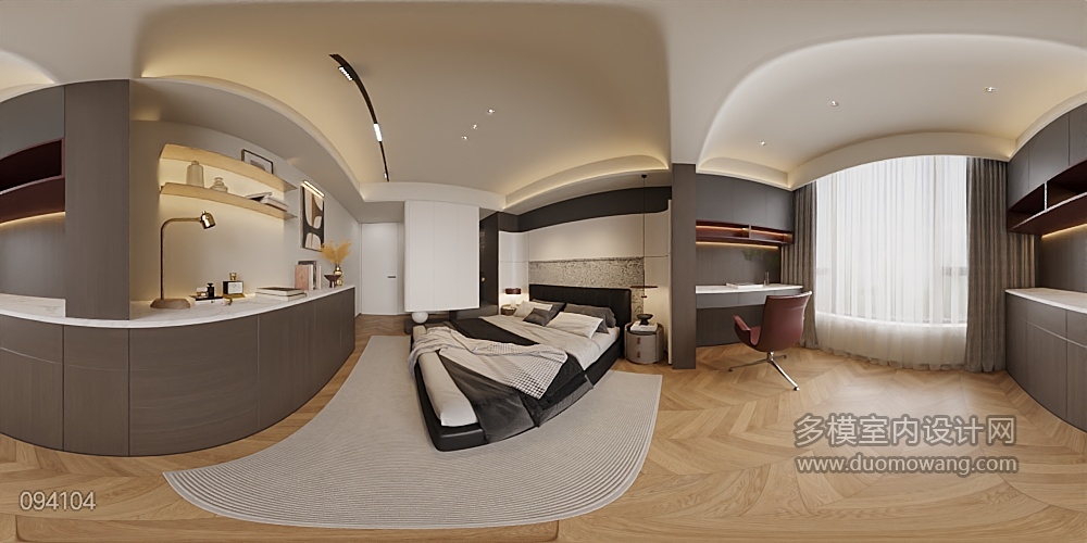 现代轻奢主卧全景