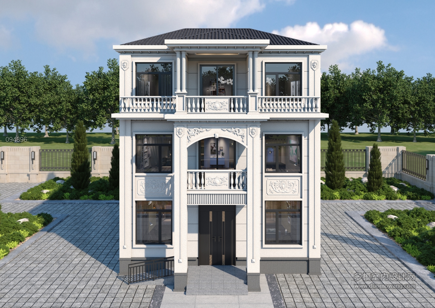 新中式别墅正透