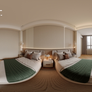 现代酒店客房全景