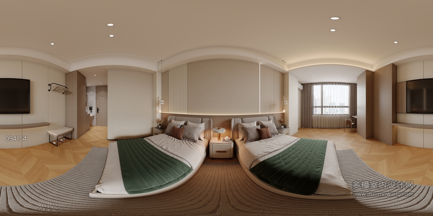 现代酒店客房全景