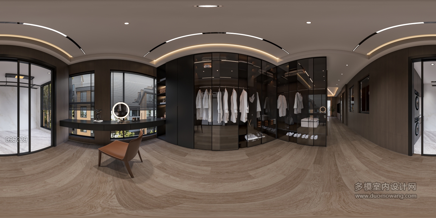 现代别墅三楼衣帽间全景