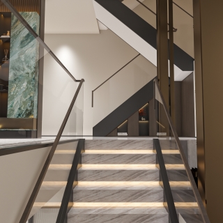 现代别墅负一上一楼楼梯间单张2