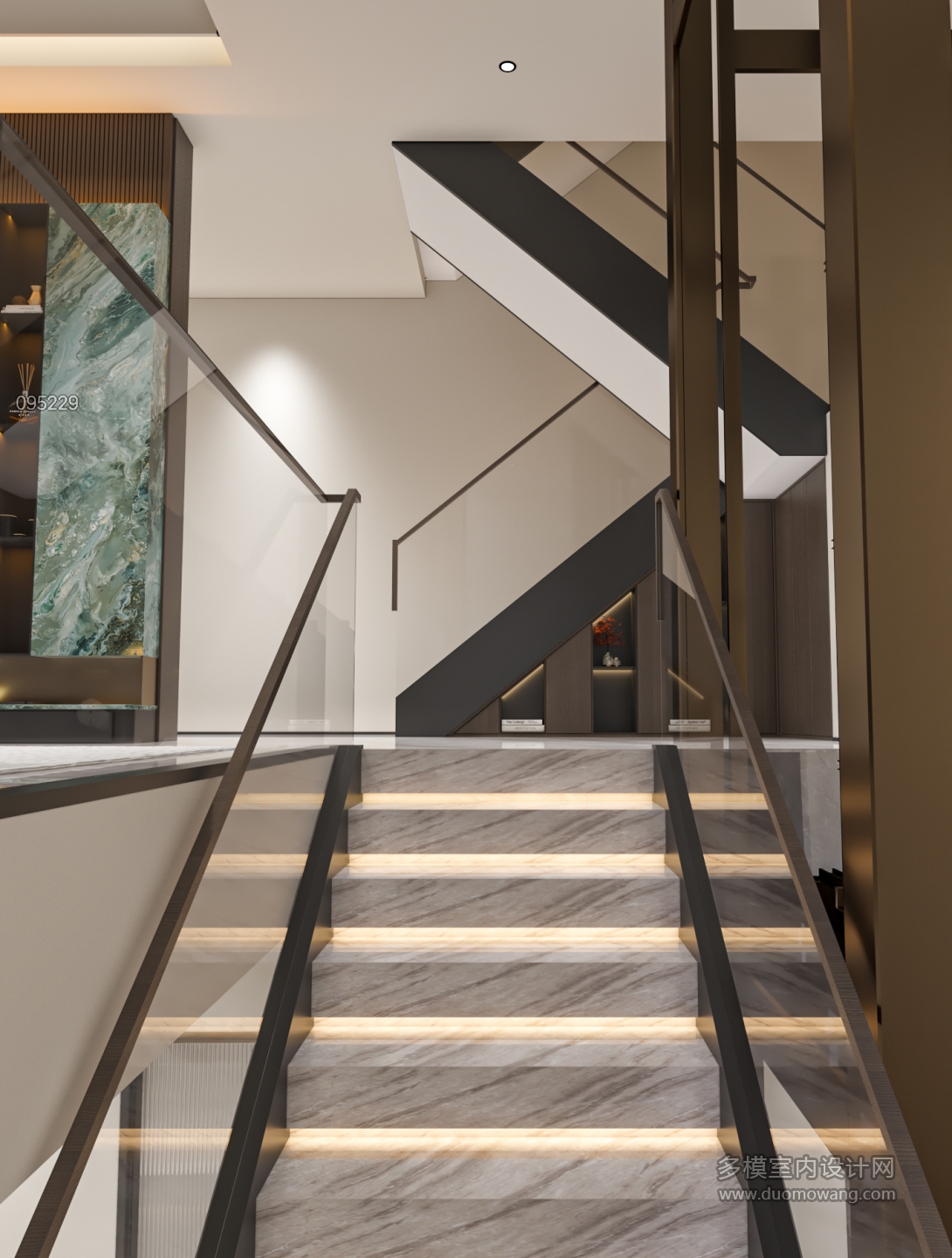 现代别墅负一上一楼楼梯间单张2